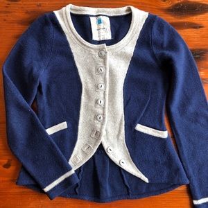 Anthropologie Sparrow navy and gray, lambswool cardigan, size S
